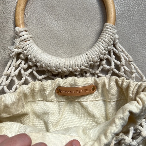 Banana Republic net drawstring top handle canvas bag - Picture 4 of 8